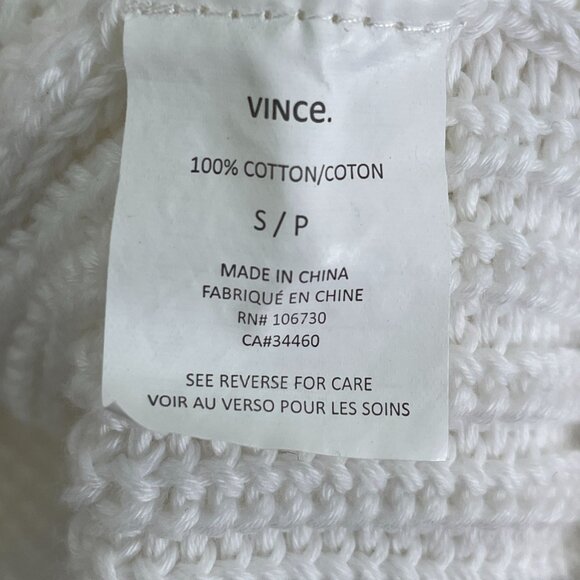 Vince Womens Small Ribbed Knit Directional V Neck Cotton Pullover Sweater White - Picture 6 of 12